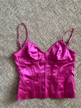 Adrianna Papell Hot Pink Satin Bustier Top